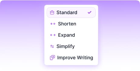 Select a tone and purpose
